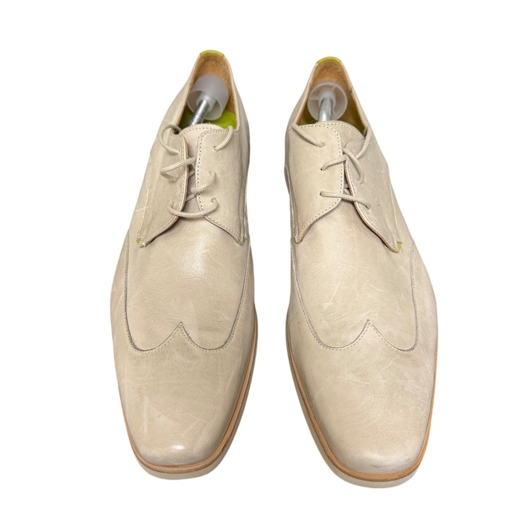 Oliver Sweeney Derby Shoes Mens 10.5 Bennett Cream Wingtip EUC
